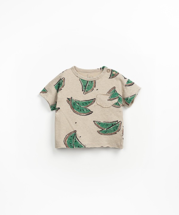 Camiseta de algod�n org�nico y lino con estampado de sand�as