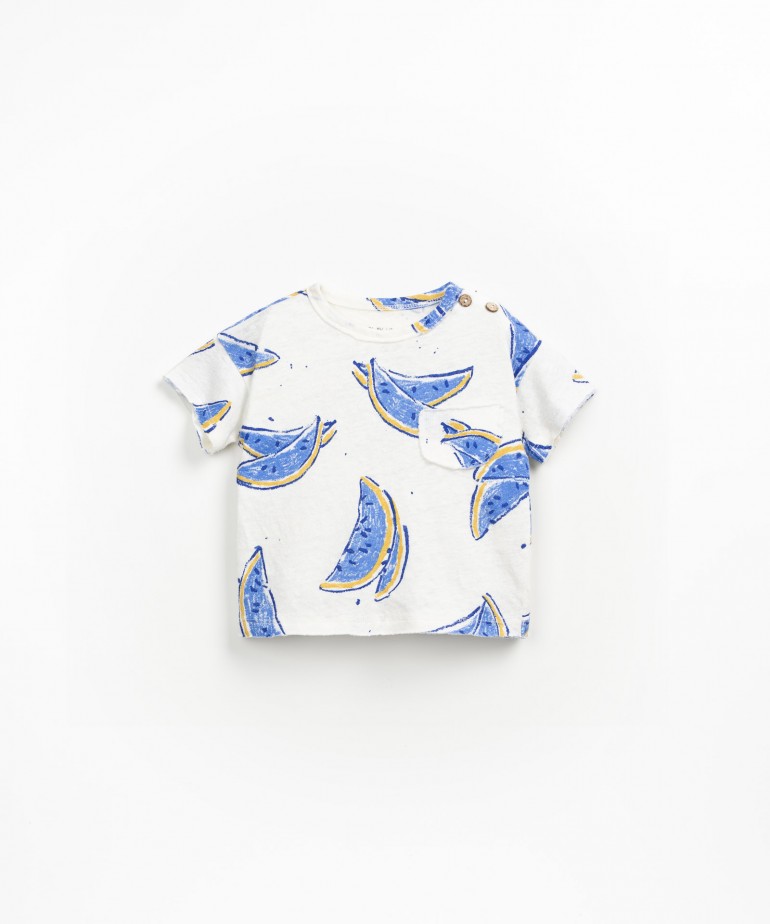 T-shirt en coton biologique et lin avec imprim pastques