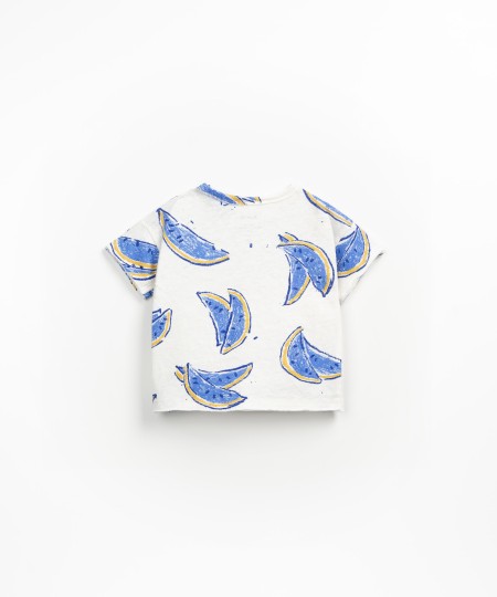 Camiseta de algodón orgánico y lino con estampado de sandías