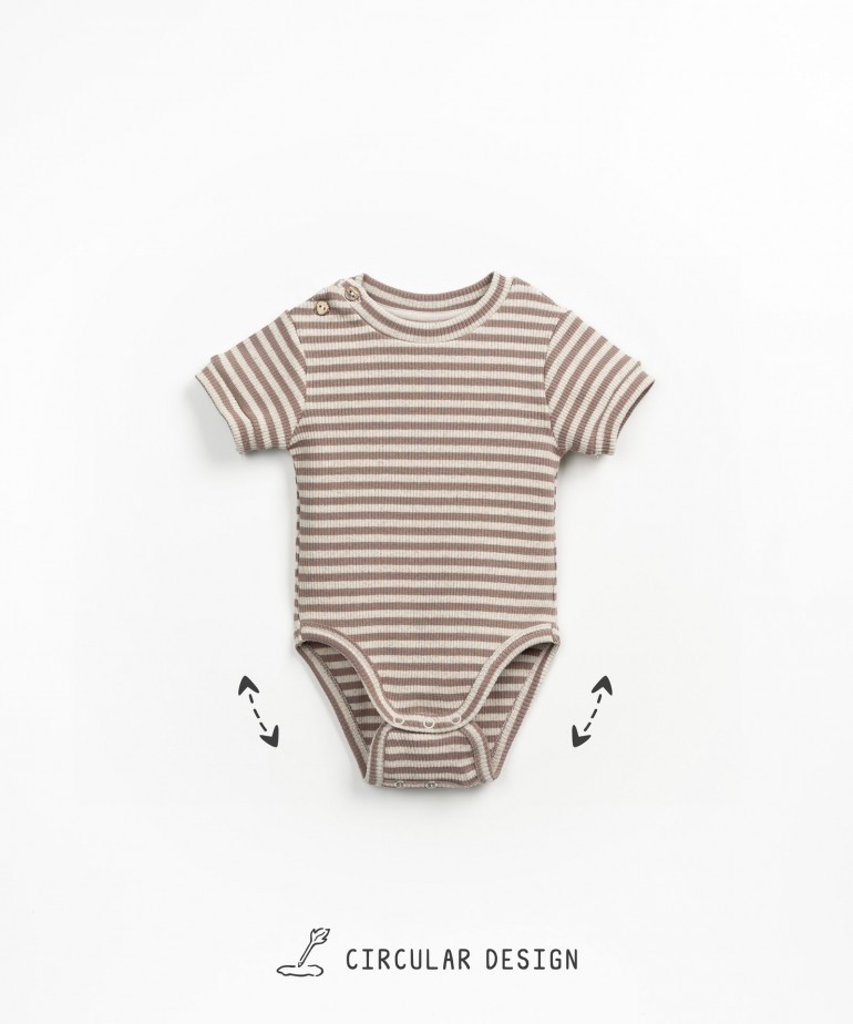 Jersey bodysuit in organic cotton and hemp with horizontal stripes