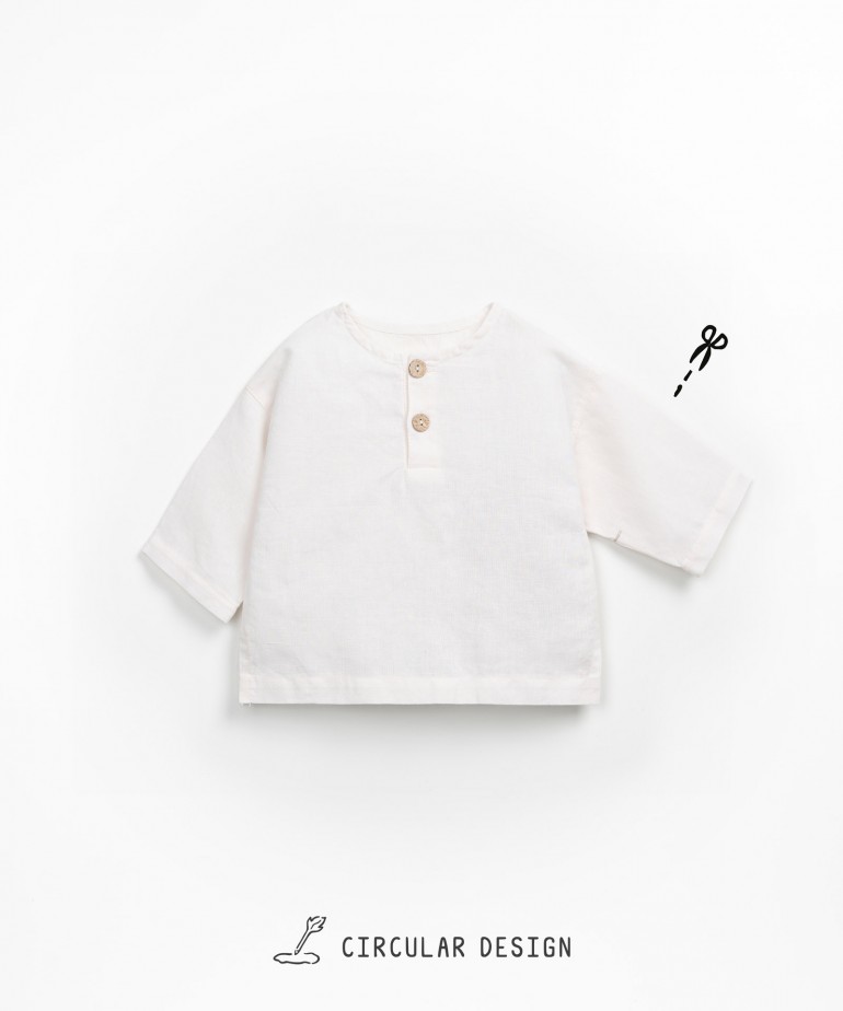 Camisa de tecido em linho e algodo orgnico