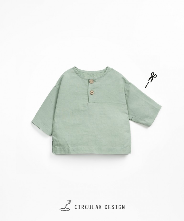 Camisa de tecido em linho e algodo orgnico