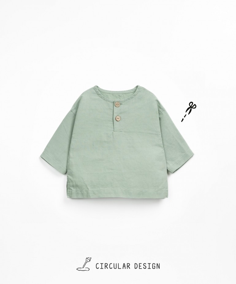 Camisa de tecido em linho e algodo orgnico