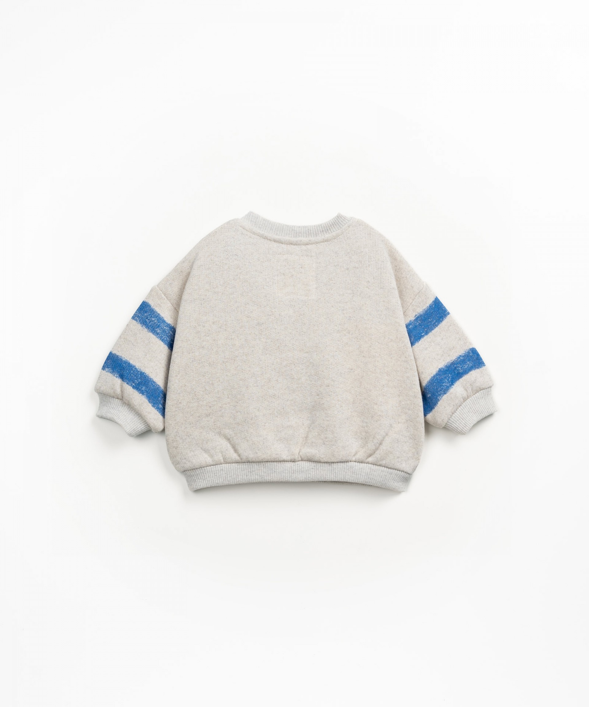 Sweatshirt com botes de coco e riscas em algodo e fibras recicladas