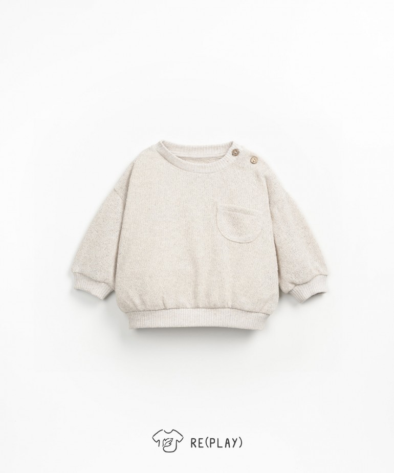 Sweatshirt in cotton and recycled fibers with puffed sleeves