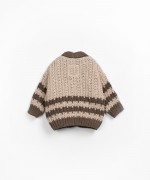Knitted cotton cardigan with color contrast