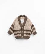 Knitted cotton cardigan with color contrast