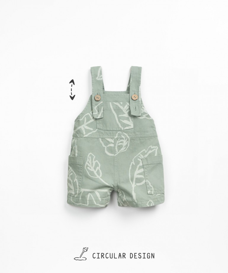 Tuta in twill con stampa di foglie