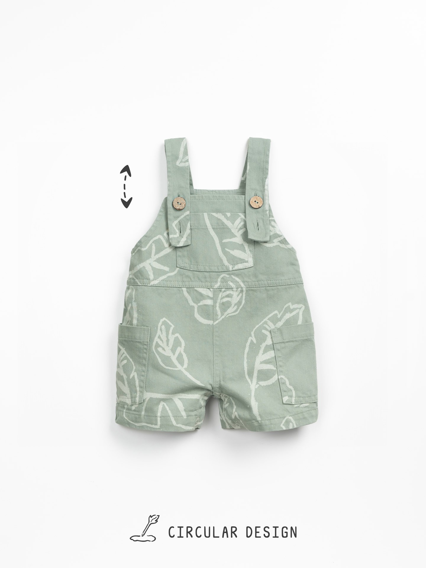 Mono de sarga con estampado de hojas