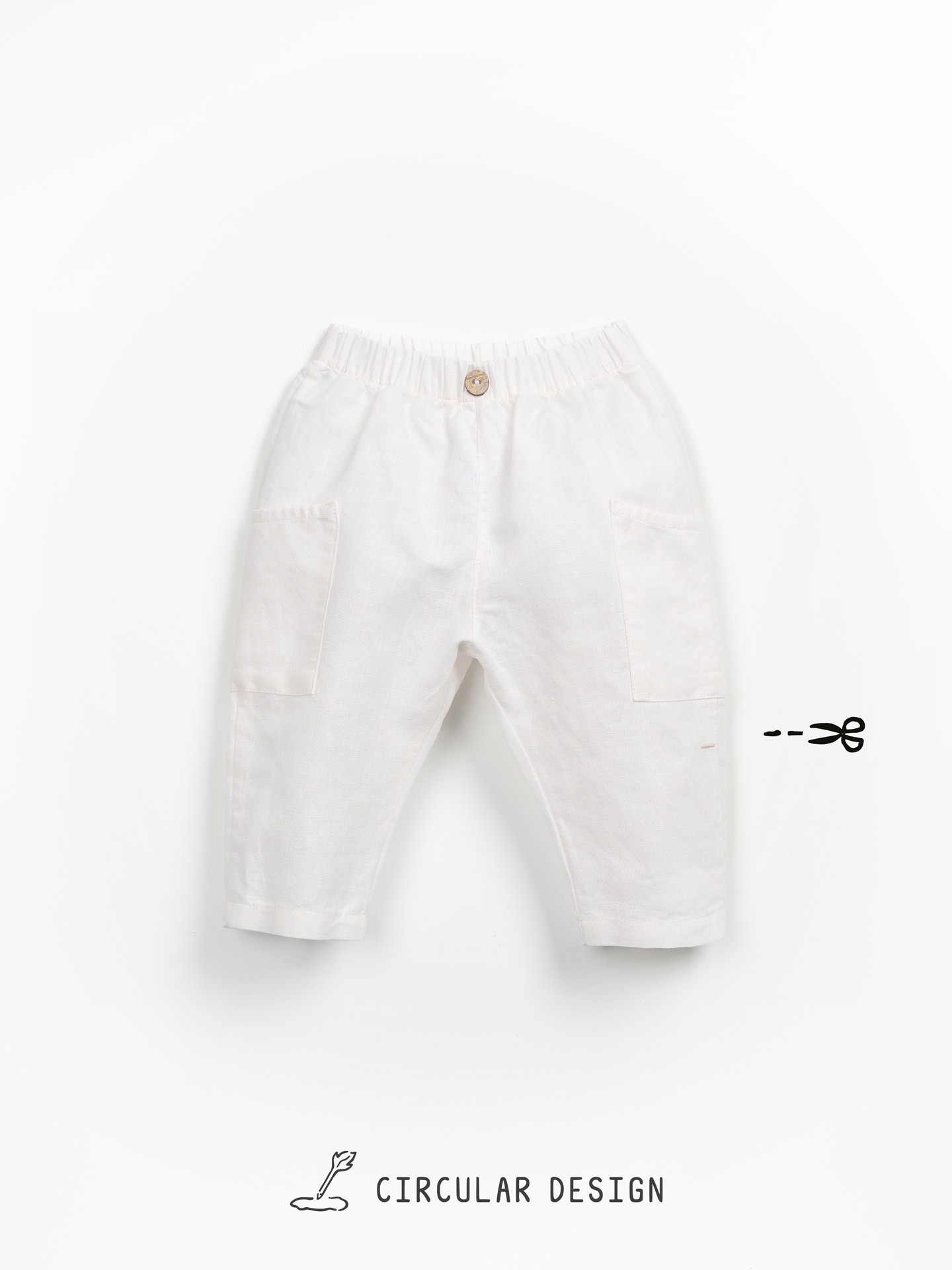 Calça de tecido com fibras naturais