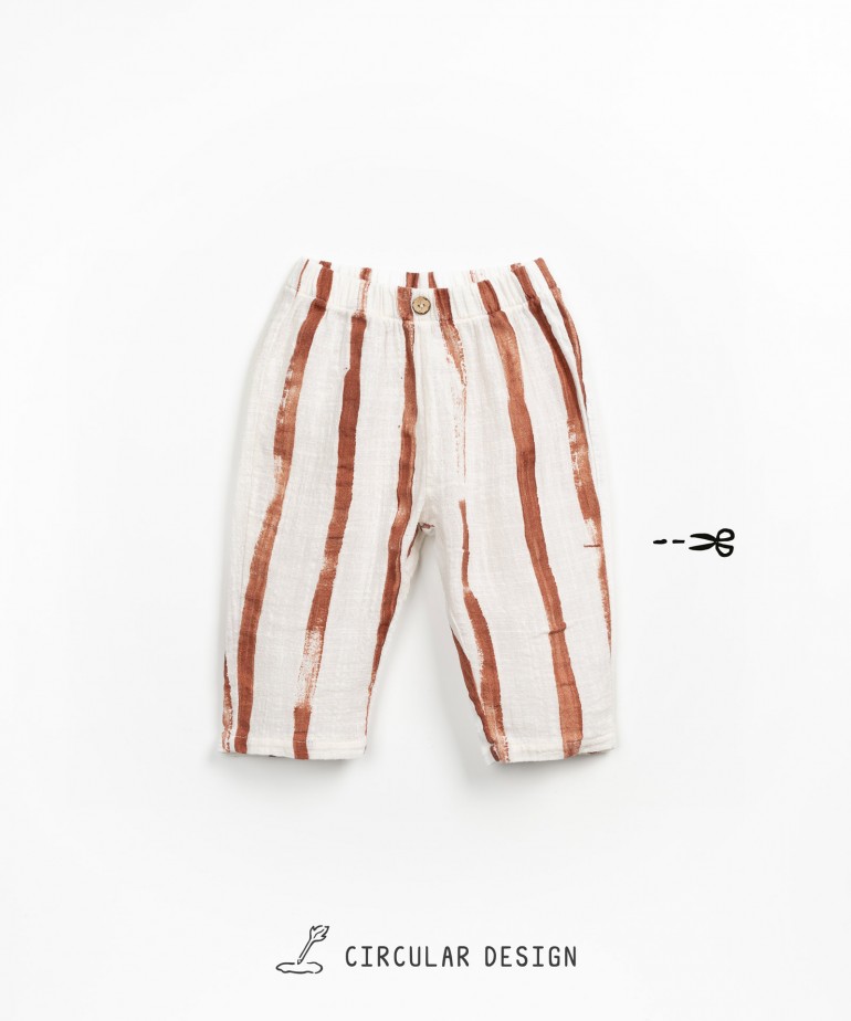 Striped organic cotton fabric trousers