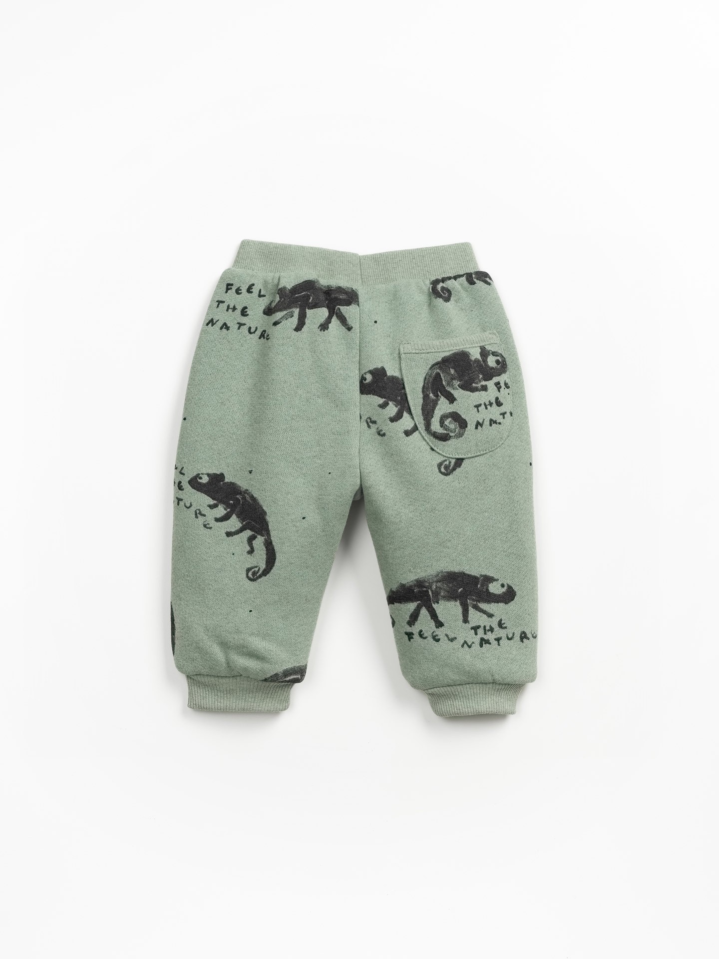 Calça de malha com estampado e bolsos