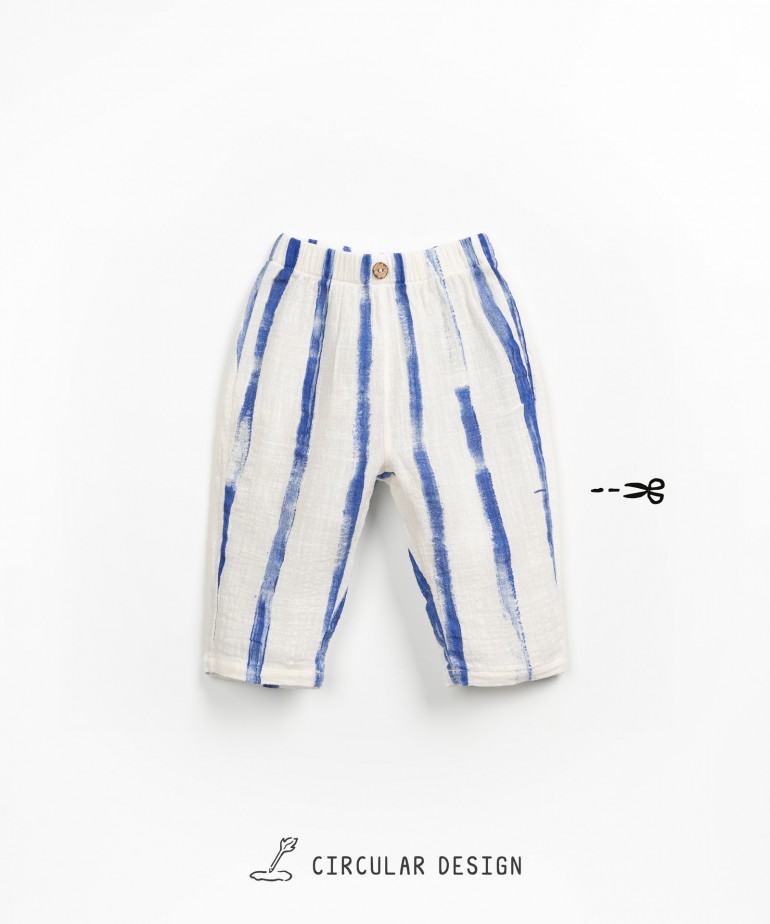 Striped organic cotton fabric trousers