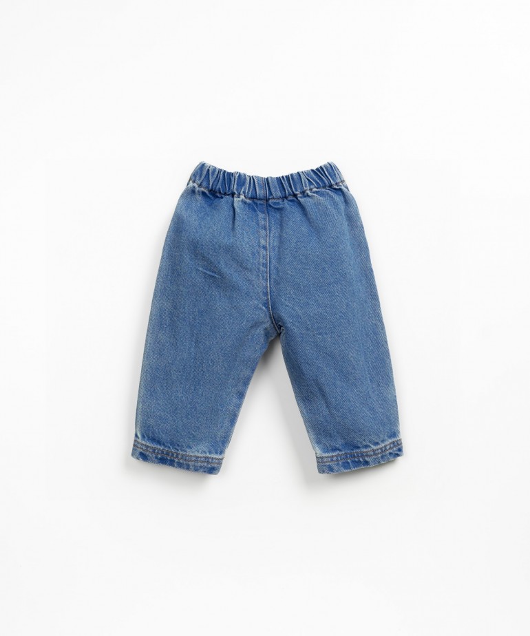 Denim trousers with elastic waistband