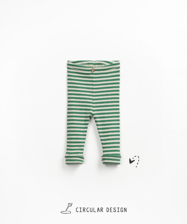Cotton and hemp leggings with horizontal stripes
