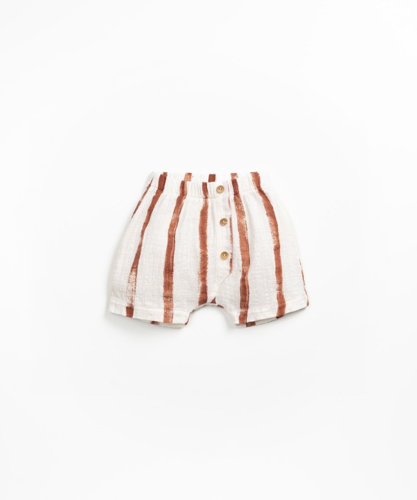 Fabric shorts with striped print
