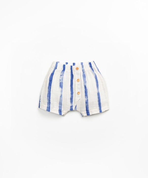 Fabric shorts with striped print