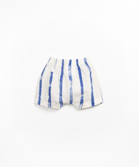 Fabric shorts with striped print