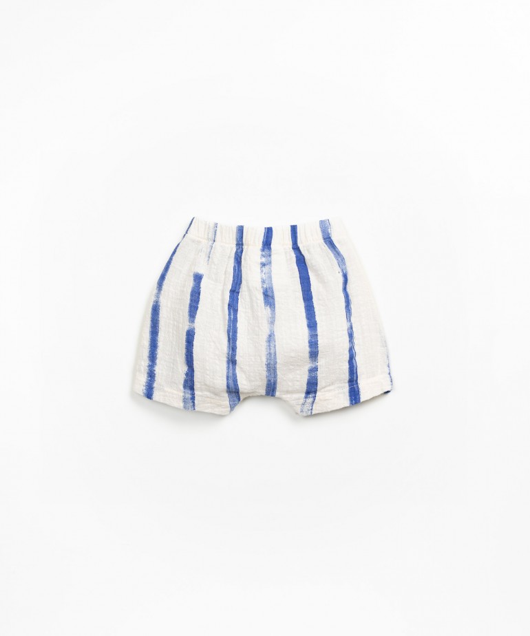 Fabric shorts with striped print