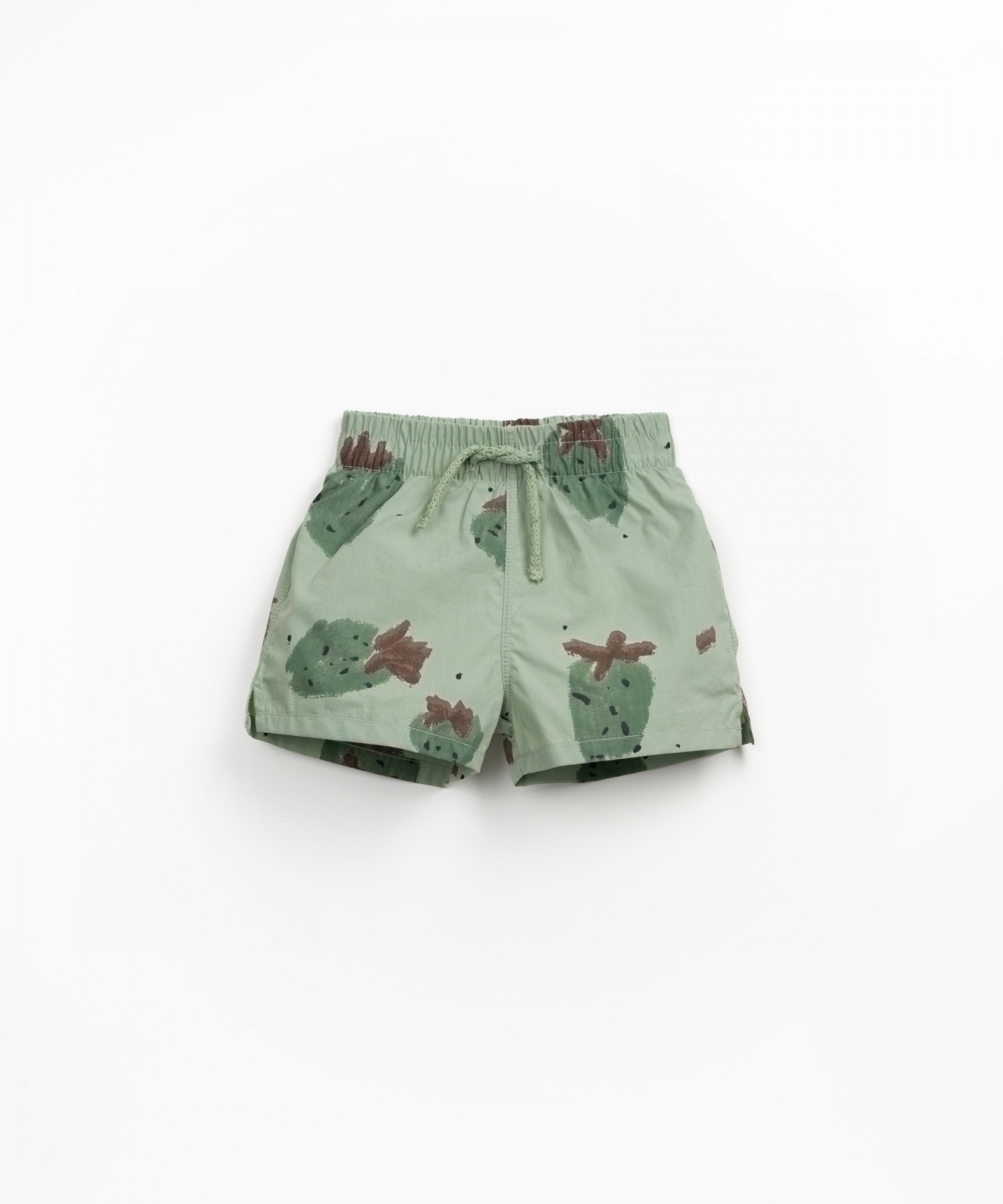 Cales de banho com estampado de folhas em algodo orgnico