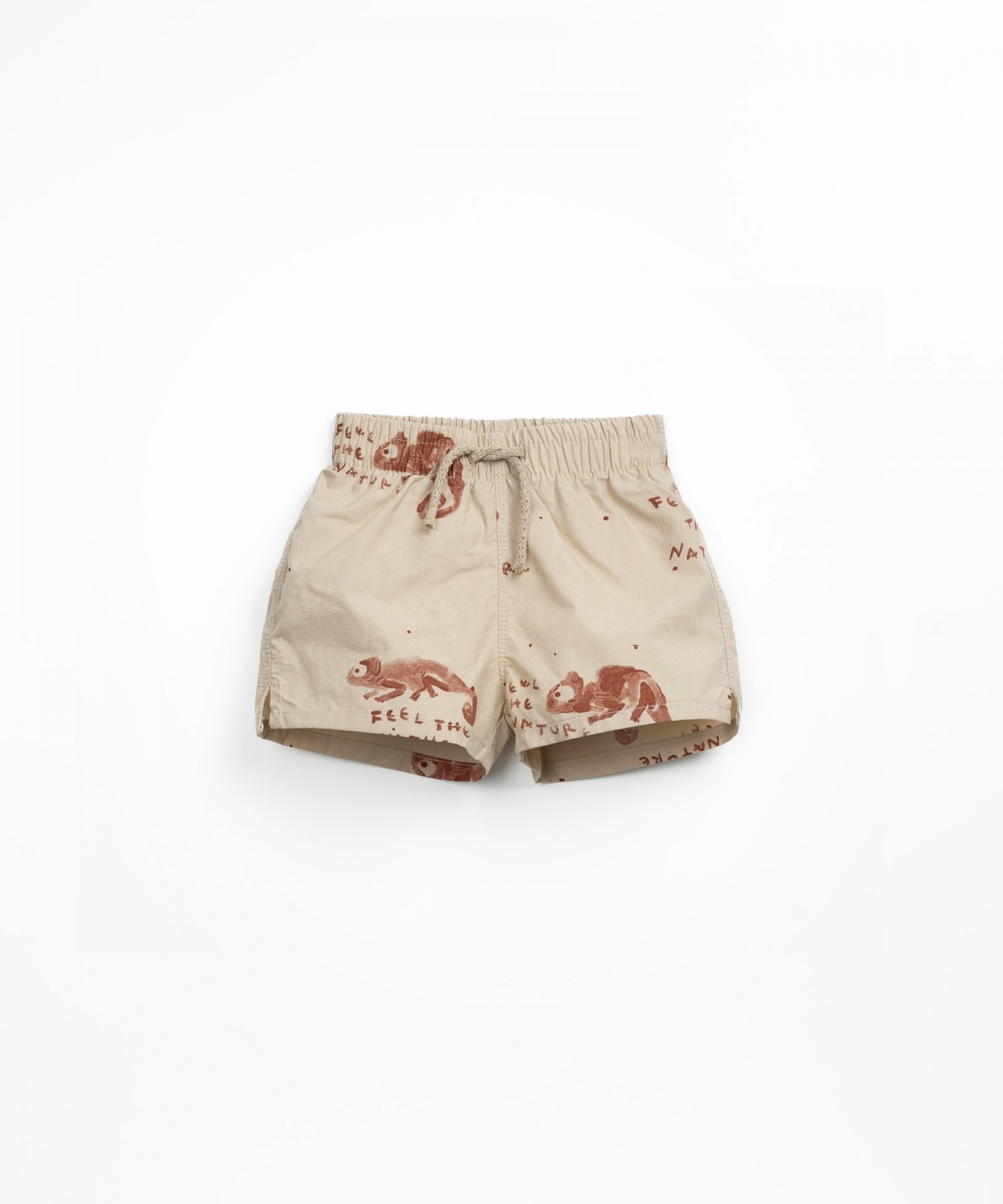 Cales de banho com estampado de folhas em algodo orgnico