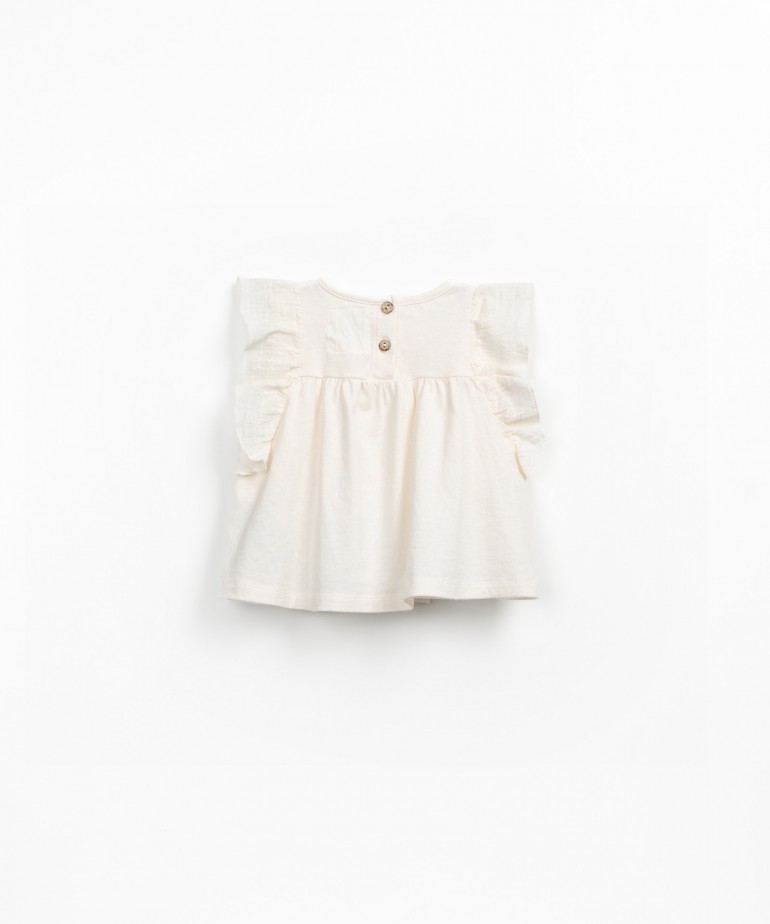 Tunic in a mix of fabric and jersey