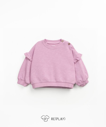 Sweatshirt with ruffle on the shoulder
