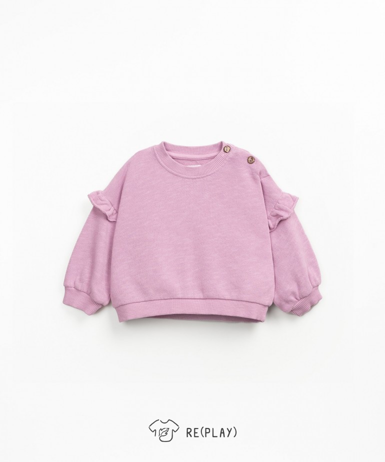 Sweatshirt in cotton and organic cotton with puffed sleeves