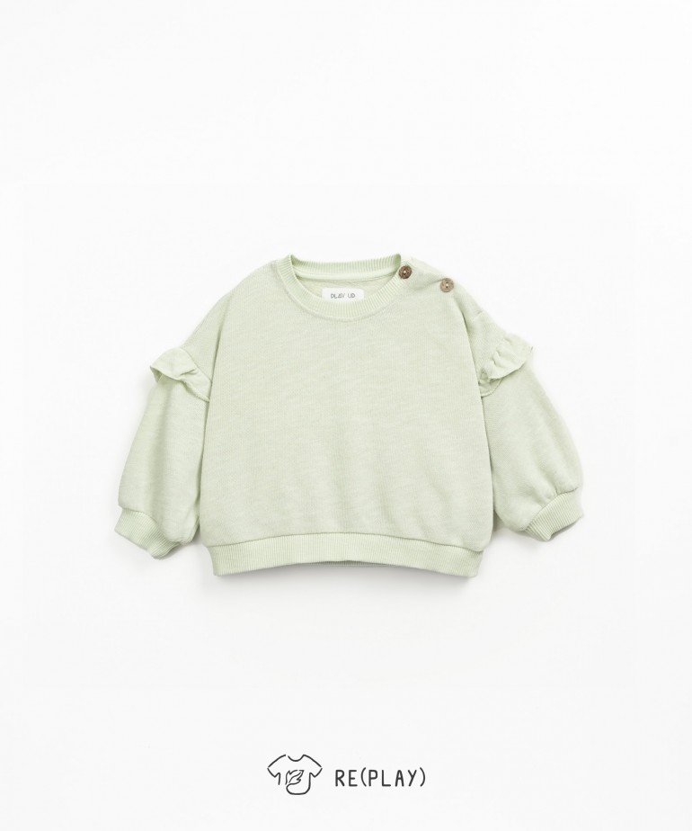 Cotton and organic cotton sweatshirt with puffed sleeves