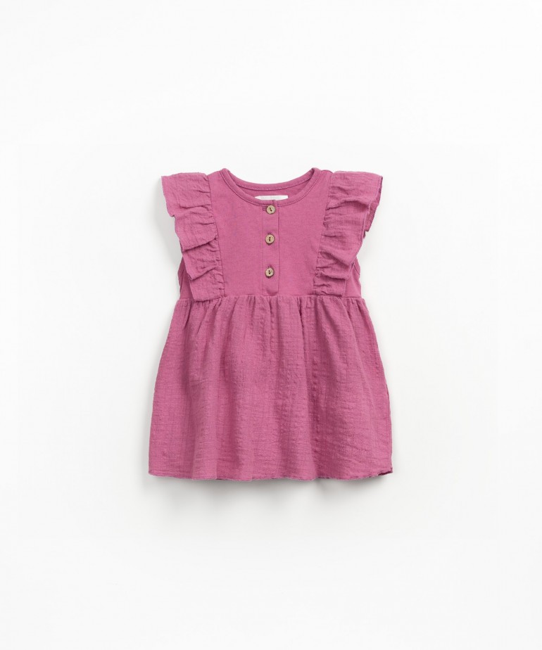 Jersey dress in a blend of organic cotton with ruffle sleeves