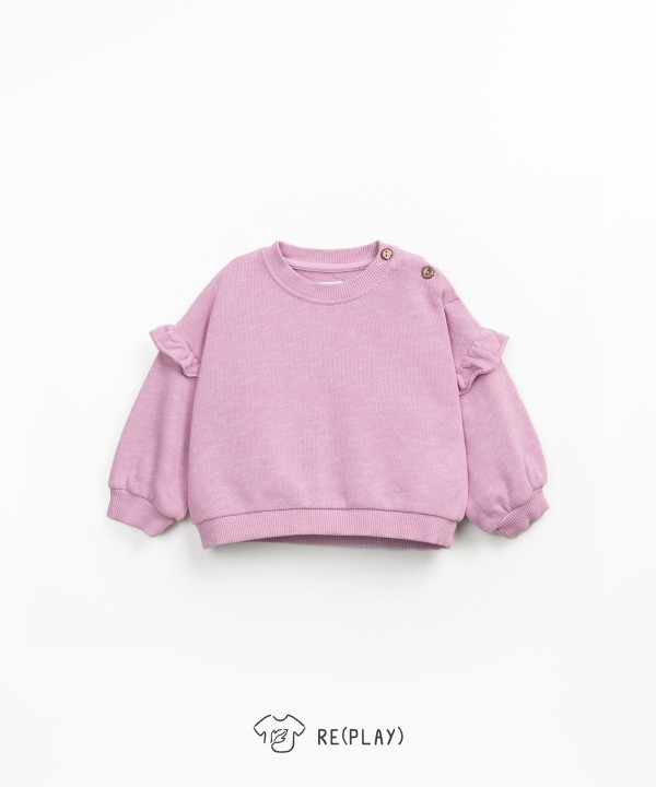 Sweatshirt with ruffle on the shoulder
