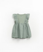 Dress with a mixture of knit and fabric