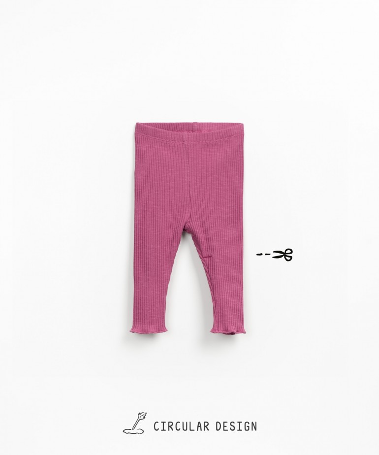 Ribbed leggings in organic cotton with wavy trims