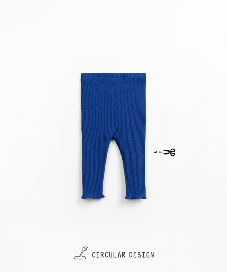 Ribbed leggings in organic cotton with wavy finishes