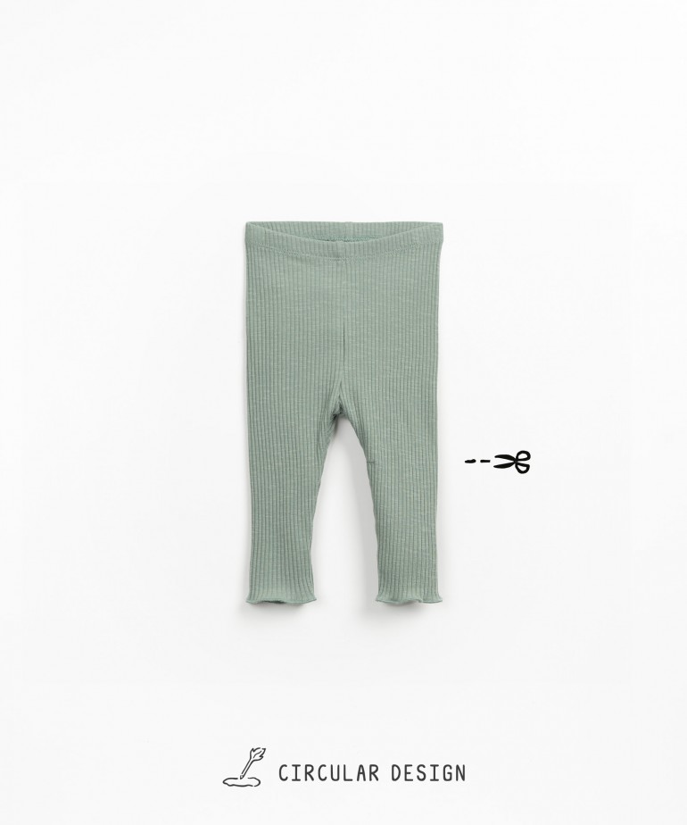 Ribbed leggings in organic cotton with wavy finishes
