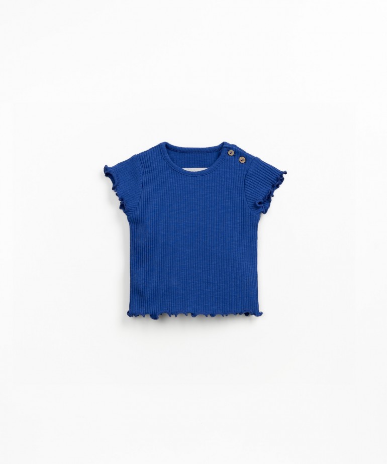 Flame rib t-shirt in organic cotton and elastane with gathers