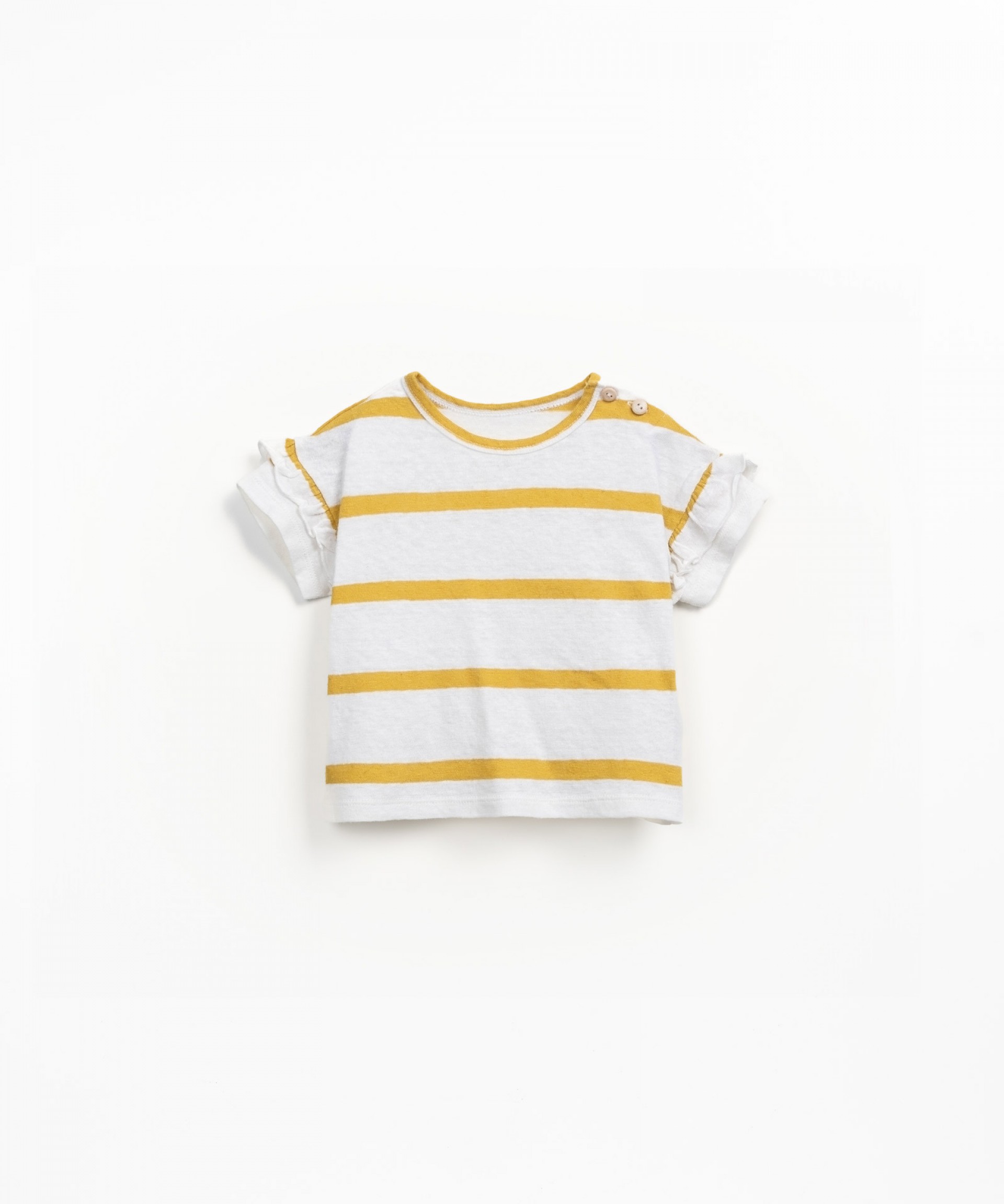 Organic cotton and linen t-shirt with striped pattern