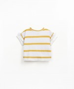 Organic cotton and linen t-shirt with striped pattern