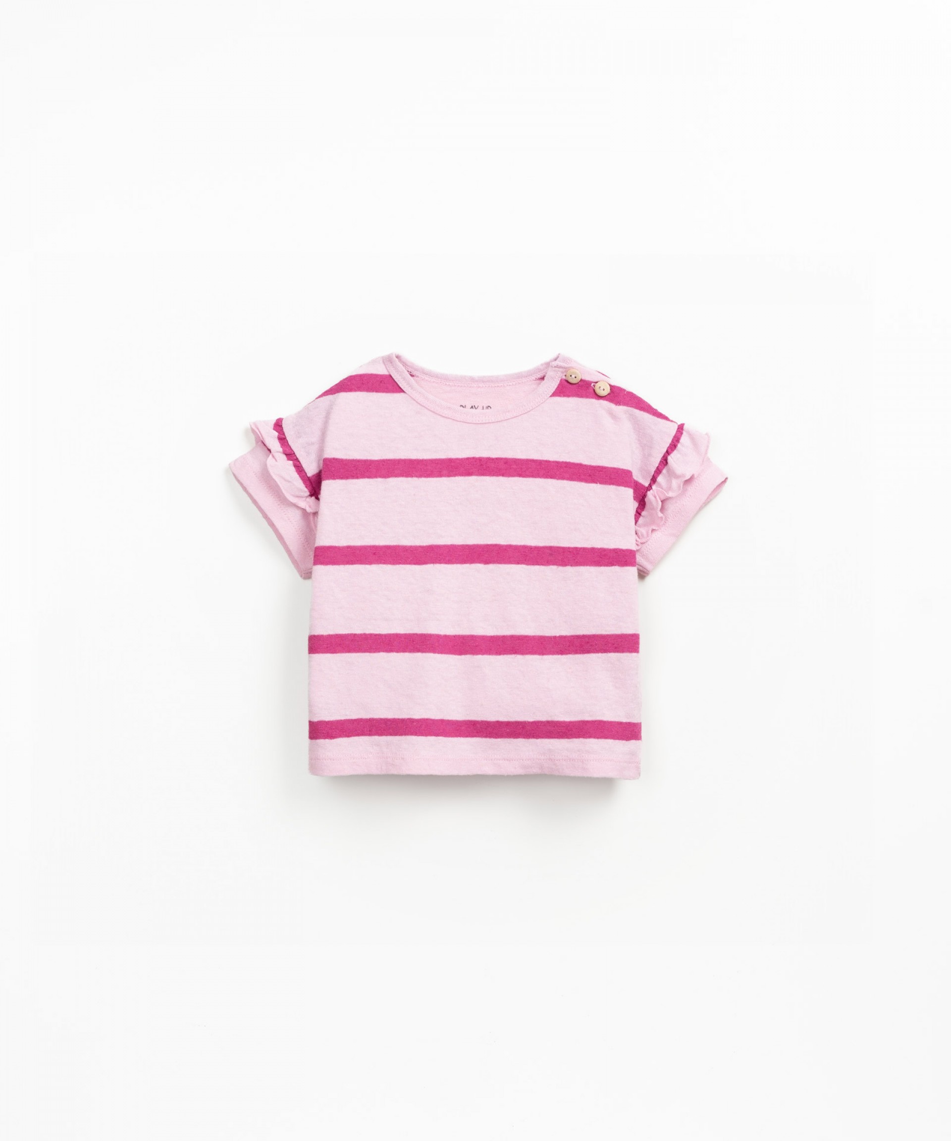 Organic cotton and linen t-shirt with striped pattern