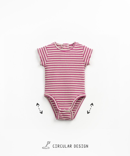 Short-sleeved bodysuit with a striped pattern