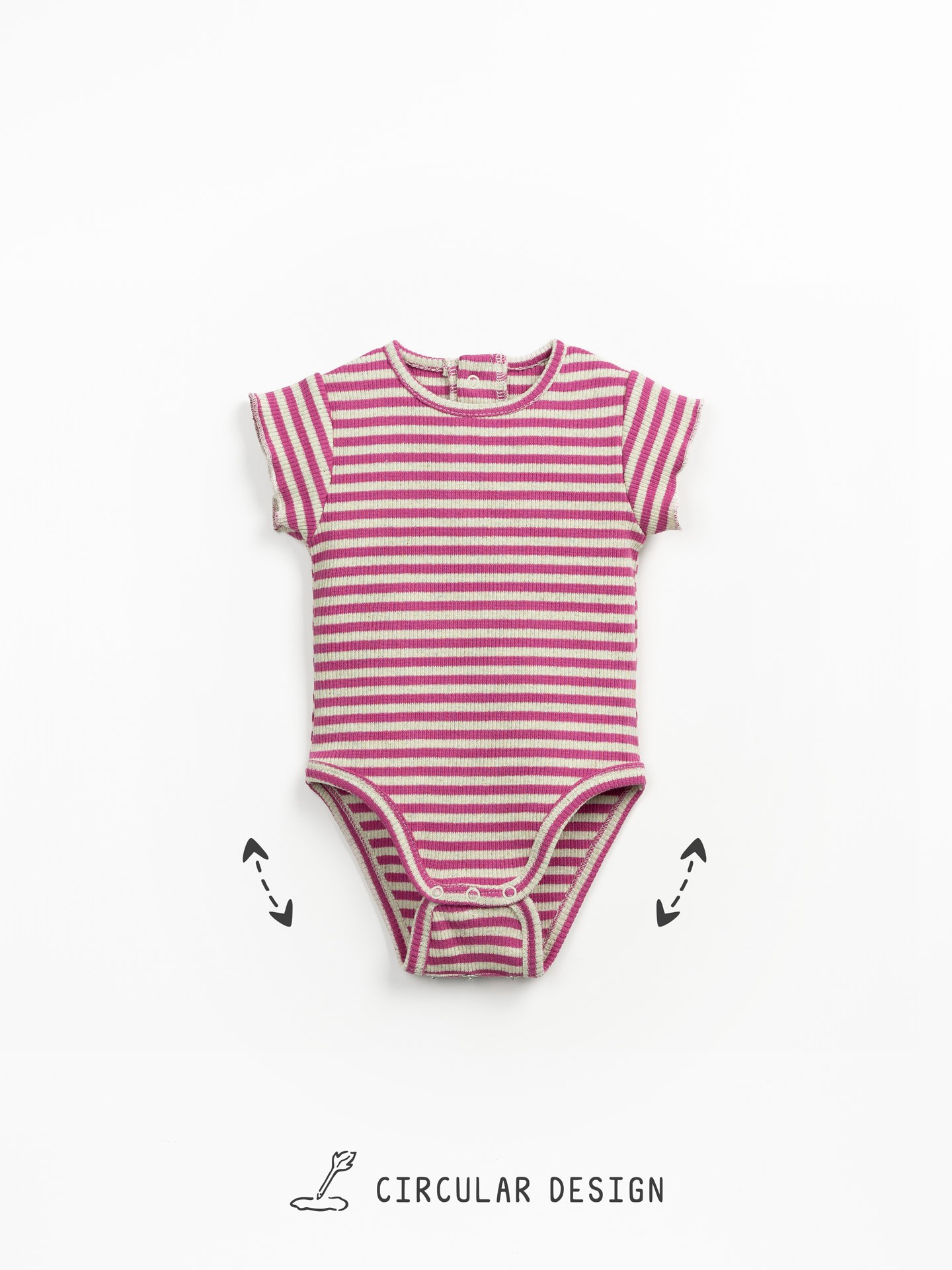 Short-sleeved bodysuit with a striped pattern
