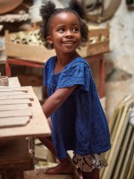 Tunique en tissu m�lange de coton et lin