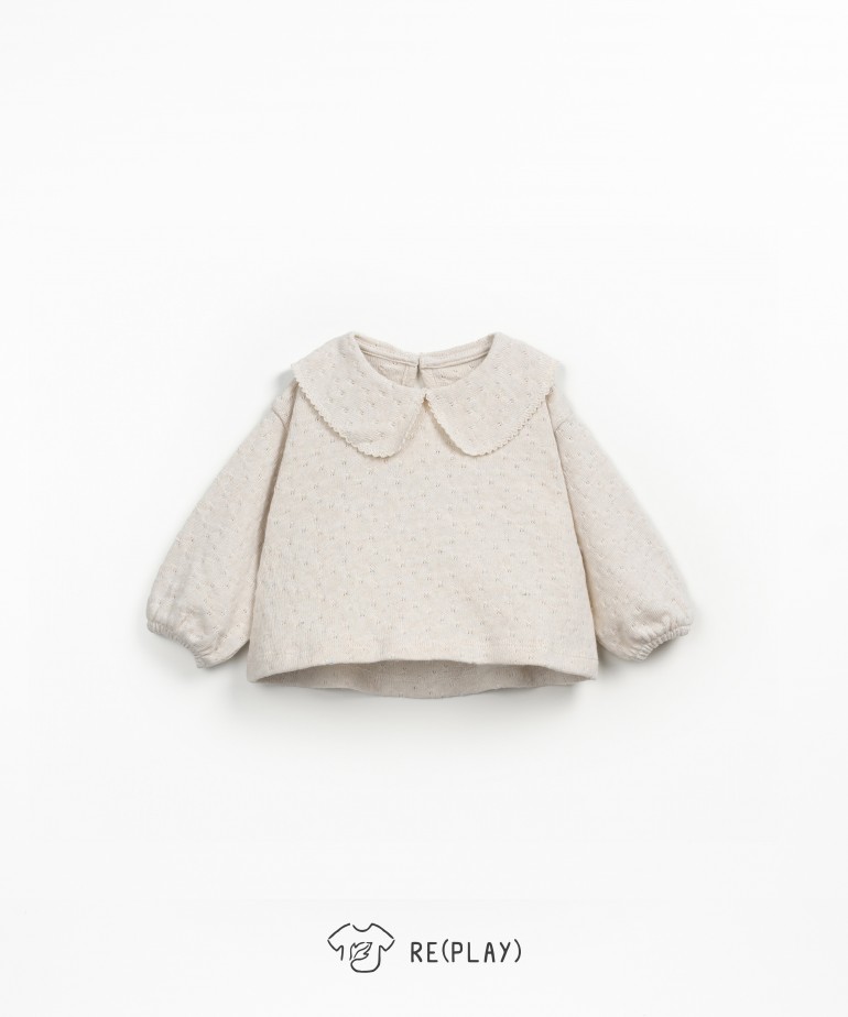 Textured jersey sweatshirt in regenerative and recycled cotton