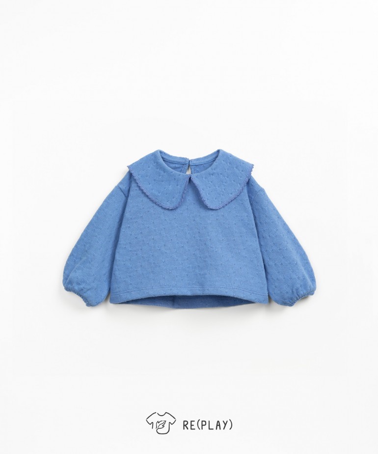 Textured jersey sweatshirt in regenerative and recycled cotton
