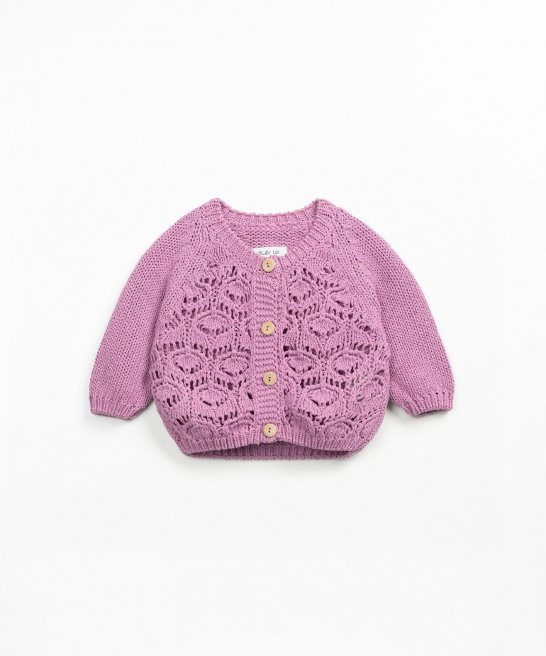 Knit jacket with wooden buttons