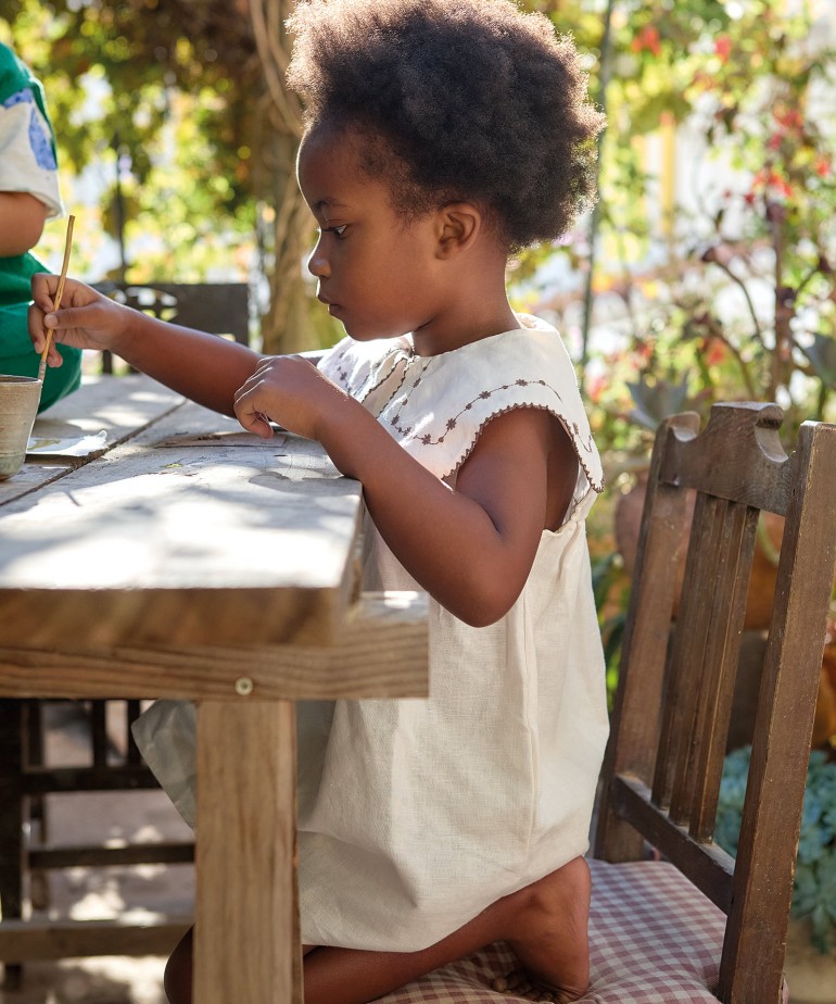 Fabric dress with a mixture of linen and organic cotton