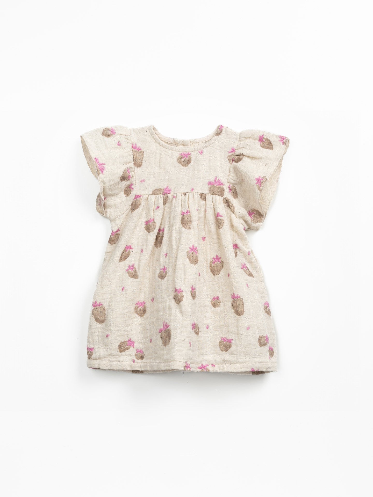 Vestido de tecido com estampado de morangos