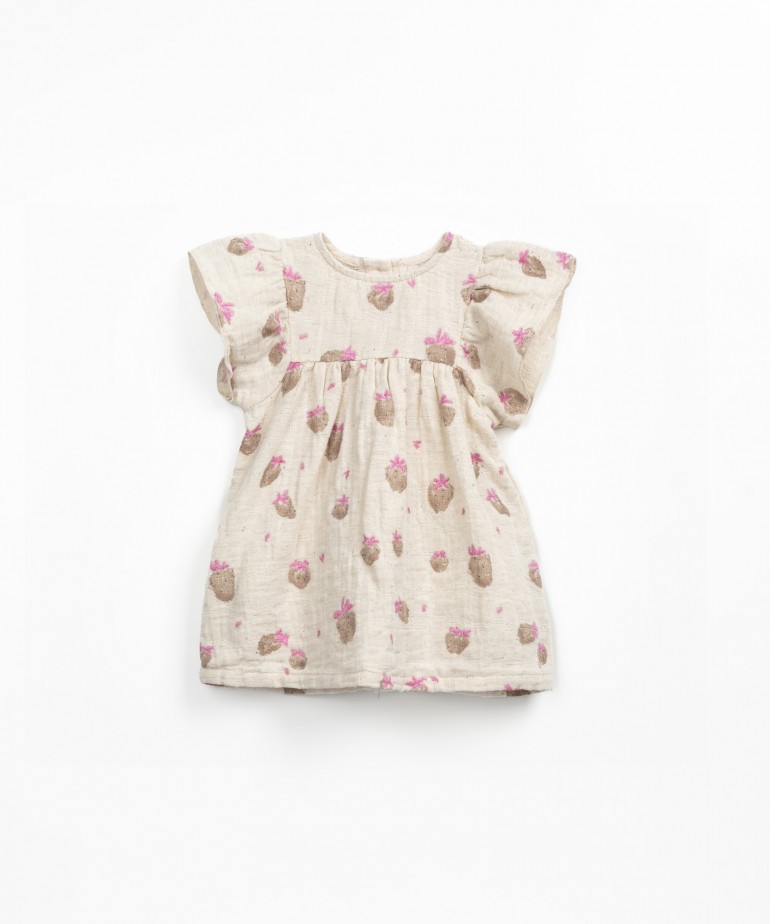Fabric dress with strawberry print