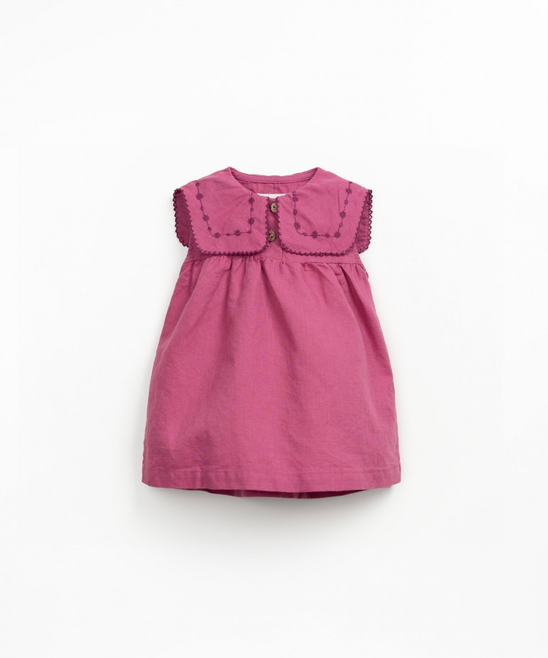 Fabric dress in a blend of linen and organic cotton