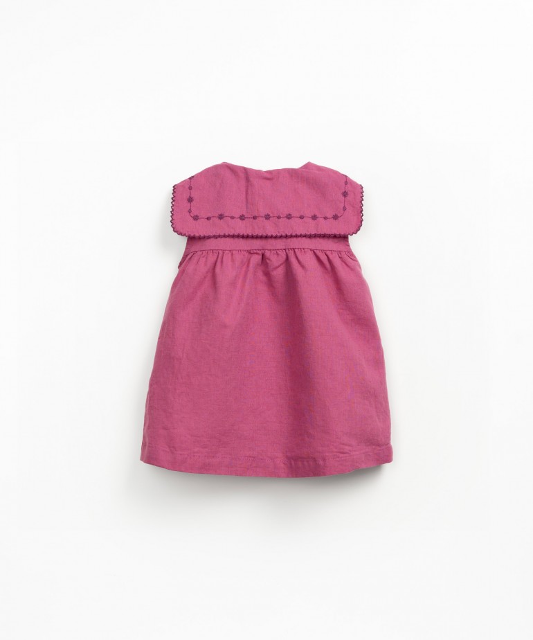 Fabric dress in a blend of linen and organic cotton